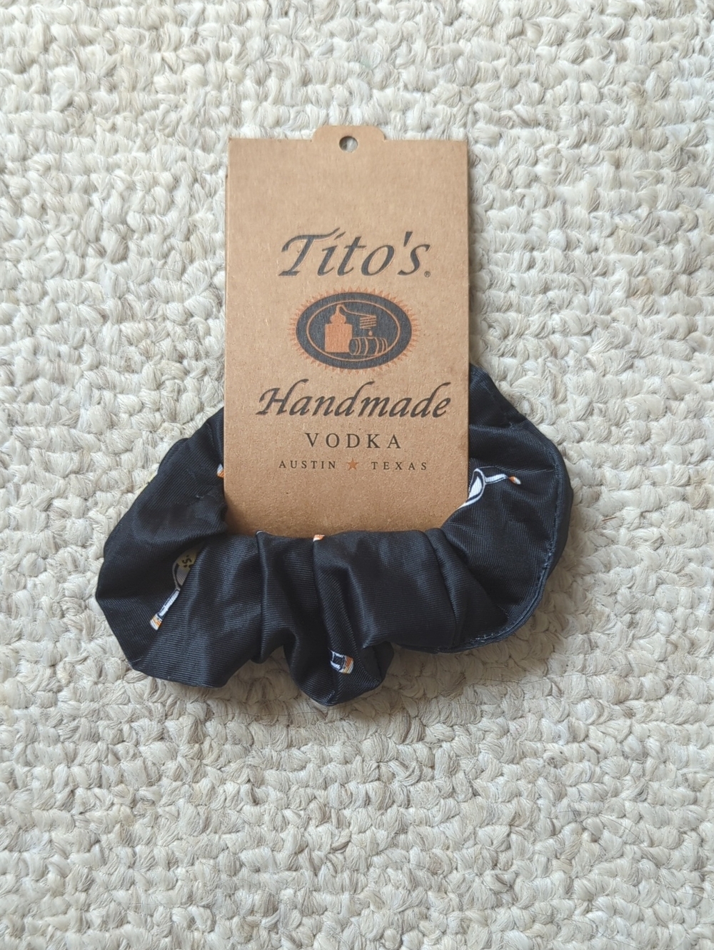 Tito's Handmade Vodka Black Logo Scrunchie